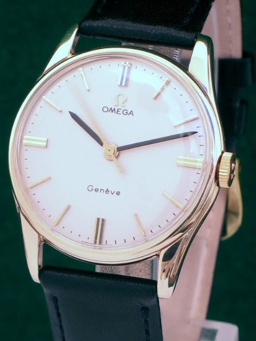 fig 2. STUNNING SOLID 9ct GOLD OMEGA GENEVE CALIBRE 286 MENS WATCH C1960