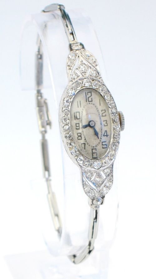Stunning Genuine Art Deco Platinum and Diamonds Ladies Cocktail Watch C1920