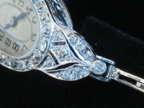 fig 3. STUNNING GENUINE ART DECO PLATINUM AND DIAMONDS LADIES COCKTAIL WATCH C1920