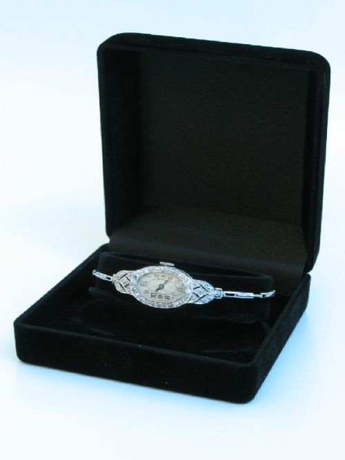 fig 4. STUNNING GENUINE ART DECO PLATINUM AND DIAMONDS LADIES COCKTAIL WATCH C1920
