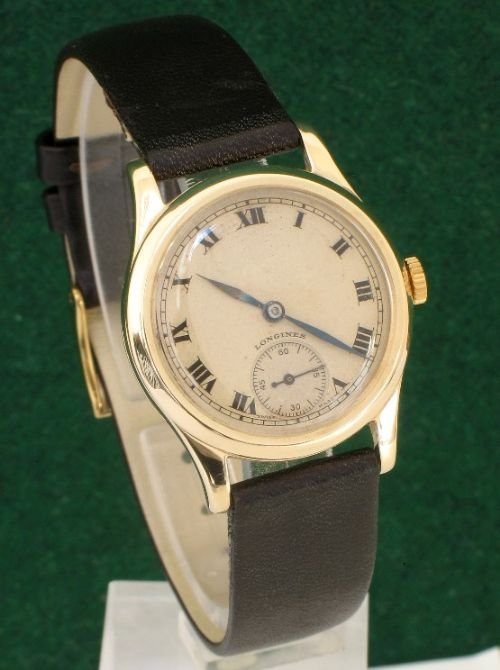 fig 1. RARE COMPLETELY ORIGINAL SOLID 9ct GOLD LONGINES MENS WATCH c1946
