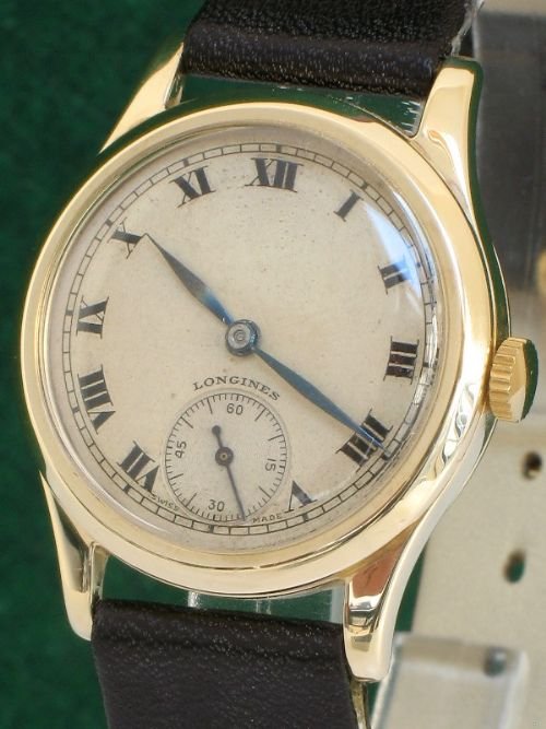 fig 2. RARE COMPLETELY ORIGINAL SOLID 9ct GOLD LONGINES MENS WATCH c1946
