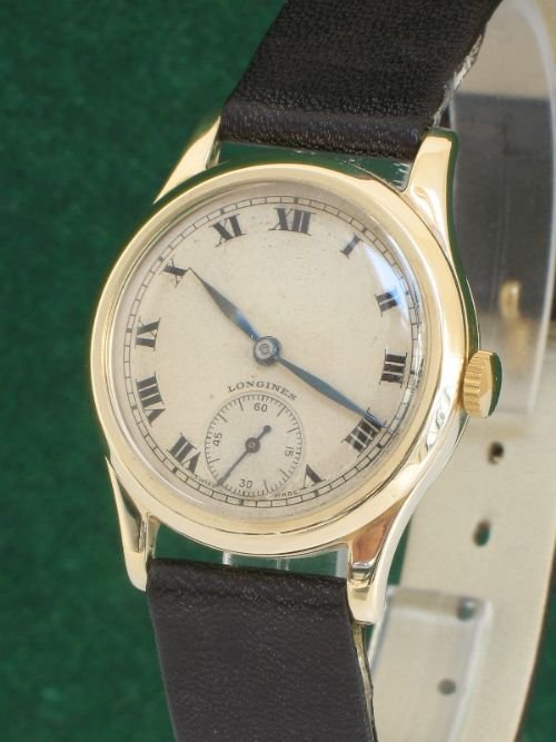 fig 3. RARE COMPLETELY ORIGINAL SOLID 9ct GOLD LONGINES MENS WATCH c1946