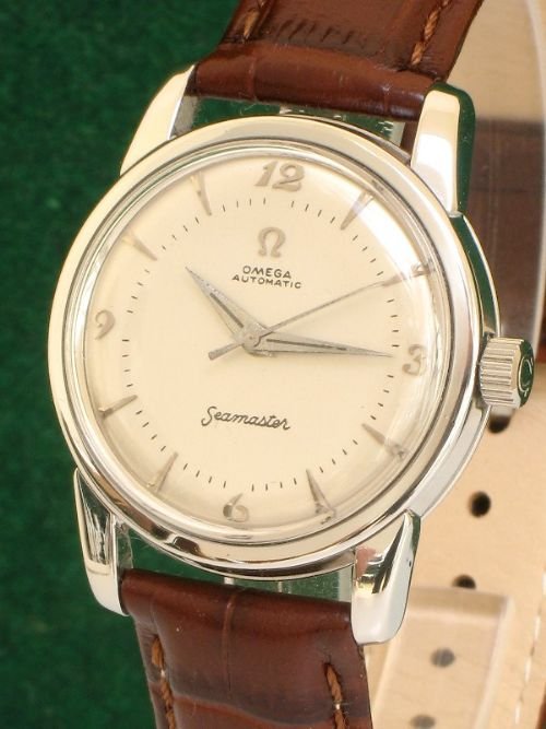fig 2. IMMACULATE SOLID STAINLESS STEEL OMEGA SEAMASTER CAL 500 AUTO MENS WATCH C1955