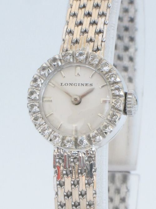 fig 2. BEAUTIFUL 18ct WHITE GOLD AND DIAMOND LADIES COCKTAIL WATCH BY LONGINES C1960