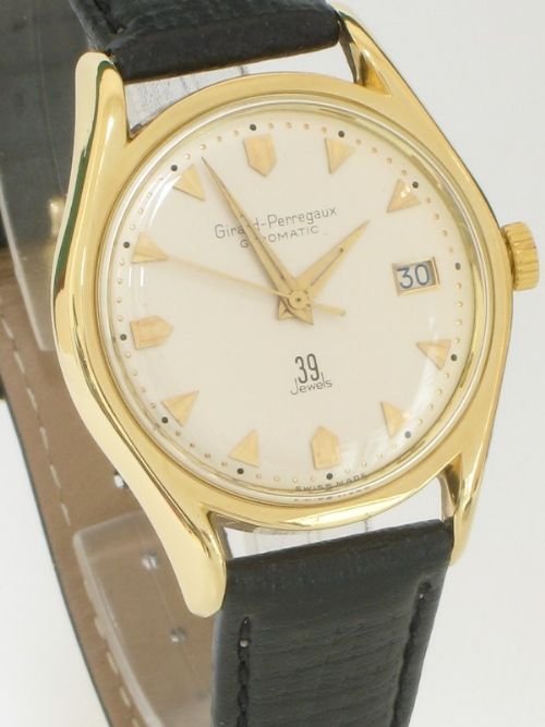fig 2. EXCEPTIONAL SOLID 18CT GOLD GIRARD PERREGAUX GYROMATIC 39 JEWEL MENS WATCH C1960