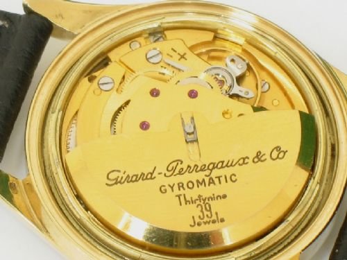 fig 4. EXCEPTIONAL SOLID 18CT GOLD GIRARD PERREGAUX GYROMATIC 39 JEWEL MENS WATCH C1960