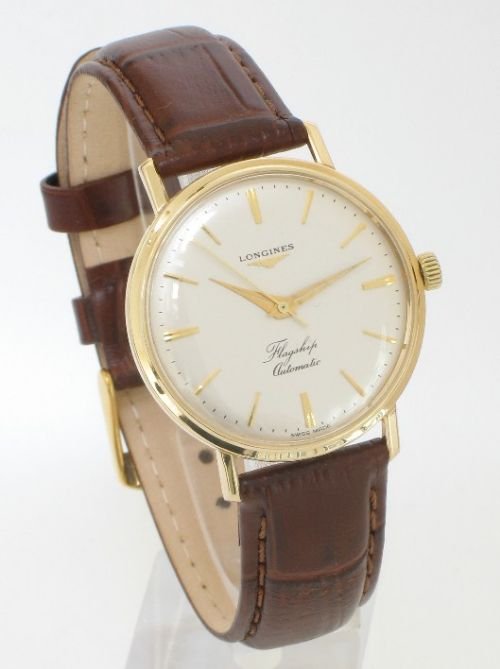 fig 1. EXCEPTIONAL SOLID 9ct GOLD LONGINES FLAGSHIP AUTOMATIC MENS WATCH c1960