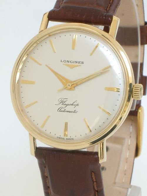 fig 2. EXCEPTIONAL SOLID 9ct GOLD LONGINES FLAGSHIP AUTOMATIC MENS WATCH c1960