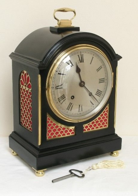 fig 1. BEAUTIFUL VICTORIAN EBONISED BRACKET MANTEL CLOCK C1880