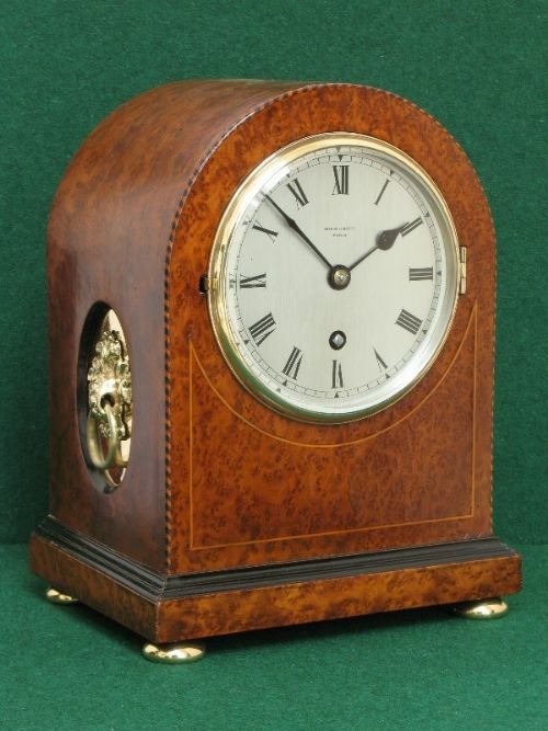 Beautiful Victorian Amboyna Cased Timepiece Mantel Clock Conyers Ipswich C1880