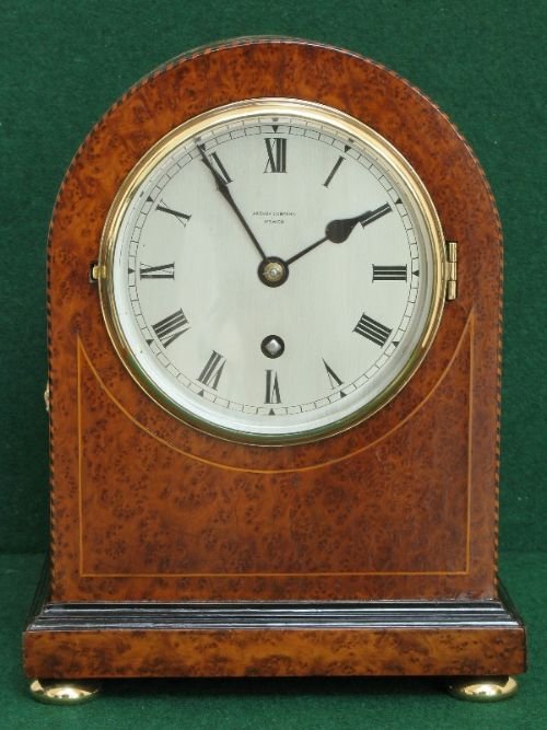 fig 1. BEAUTIFUL VICTORIAN AMBOYNA CASED TIMEPIECE MANTEL CLOCK CONYERS IPSWICH C1880