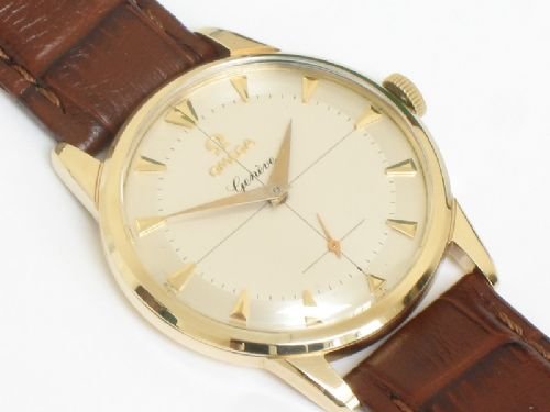 fig 4.
RARE SOLID 9ct GOLD OMEGA GENEVE CAL 267 TWO TONE CROSSHAIR MENS WATCH C1959-60