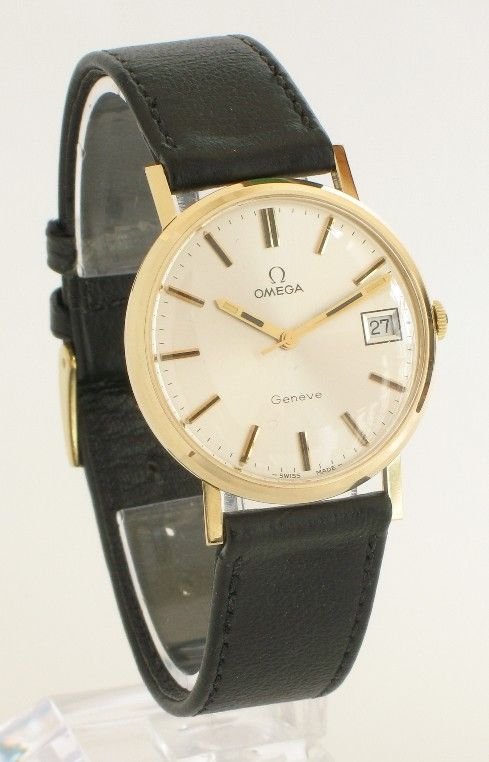 Totally Mint Solid 9ct Gold Omega Geneve Date Mens with Watch Box and Papers
