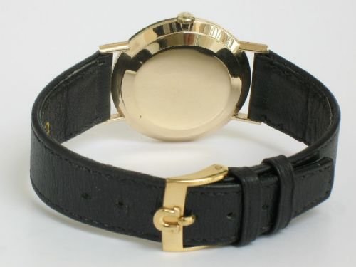 fig 4. TOTALLY MINT SOLID 9ct GOLD OMEGA GENEVE DATE MENS WITH WATCH BOX AND PAPERS