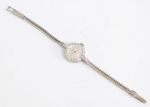 fig 1. EXQUISITE 18ct WHITE GOLD AND DIAMOND LADIES VERTEX REVUE COCKTAIL WATCH C1960