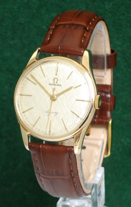 fig 1. SUPERB SOLID 9ct GOLD OMEGA AND ASPREY CALIBRE 286 VINTAGE MENS WATCH C1958-59