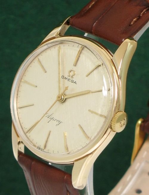 fig 2. SUPERB SOLID 9ct GOLD OMEGA AND ASPREY CALIBRE 286 VINTAGE MENS WATCH C1958-59