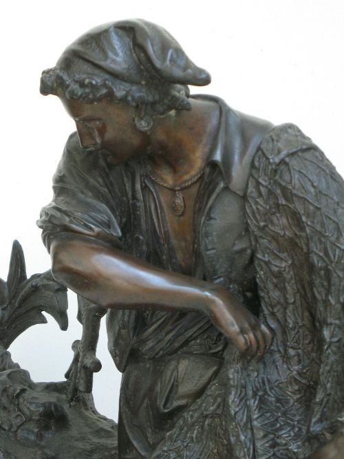 fig 4. STUNNING LARGE FRENCH FIGURAL PATINATED FISHERMAN CLOCK BY SAMUEL MARTI 1880