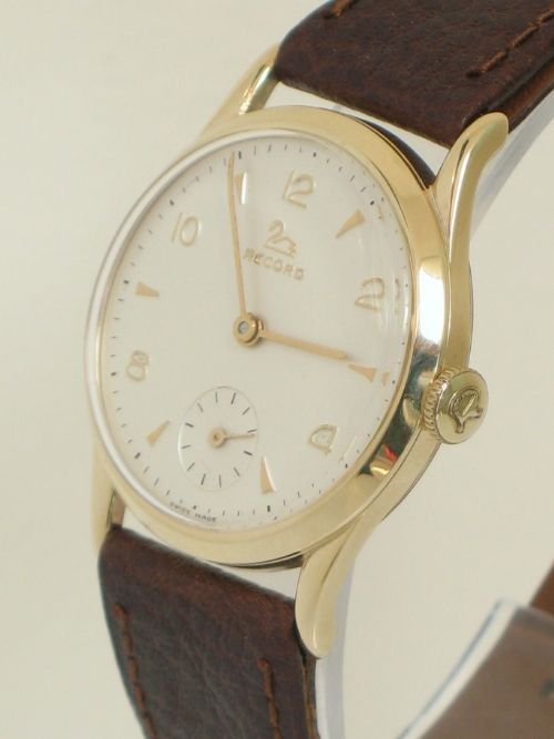 fig 2. SUPERB SOLID 9ct GOLD LONGINES RECORD VINTAGE MENS WATCH C1960 WITH BOX PAPERS