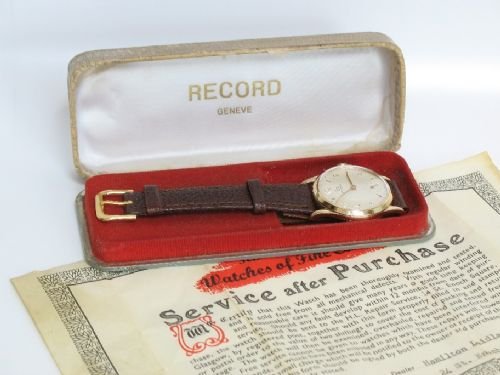 fig 3. SUPERB SOLID 9ct GOLD LONGINES RECORD VINTAGE MENS WATCH C1960 WITH BOX PAPERS