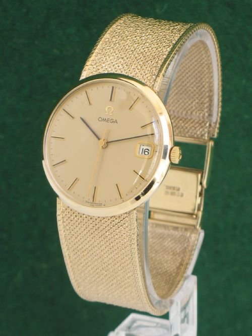 fig 1. OUTSTANDING SOLID 9ct GOLD OMEGA DEVILLE DATE CAL 1030 WITH BOX GENTLEMENS WATCH