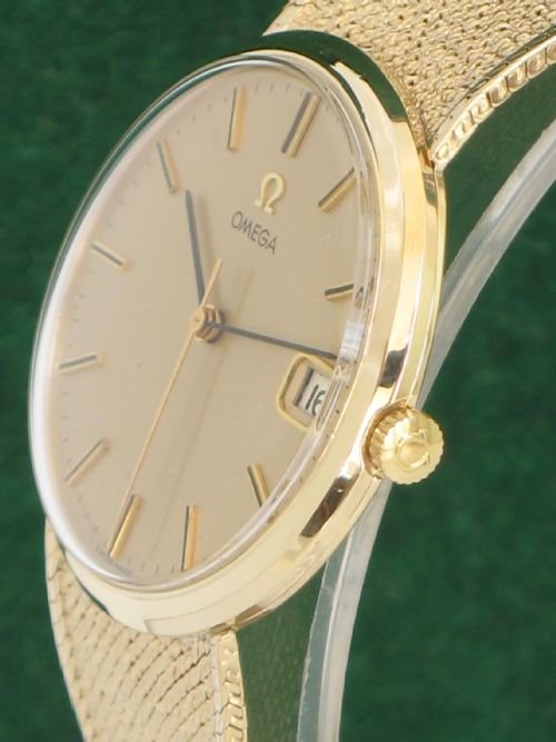 fig 2. OUTSTANDING SOLID 9ct GOLD OMEGA DEVILLE DATE CAL 1030 WITH BOX GENTLEMENS WATCH