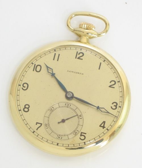 fig 1. RARE SOLID 18ct GOLD LONGINES CHRONOMETER GRADE ART DECO POCKET WATCH C1928