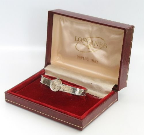 fig 4. BEAUTIFUL SOLID 9CT WHITE GOLD LADIES COCKTAIL WATCH BY LONGINES
