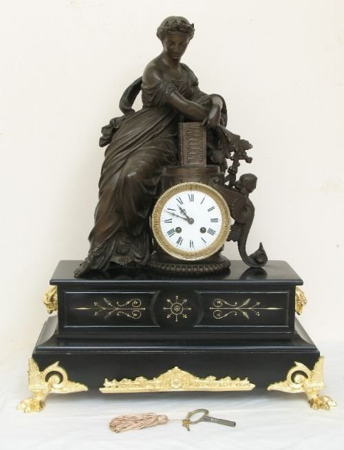 	
Beautiful Large French Figural Marble Clock of Minerva Goddess of Wisdom C1880