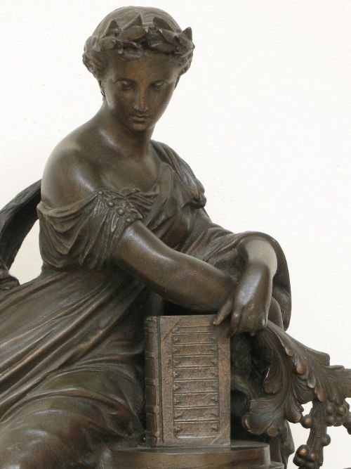 fig 2.
BEAUTIFUL LARGE FRENCH FIGURAL MARBLE CLOCK OF MINERVA GODDESS OF WISDOM c1880