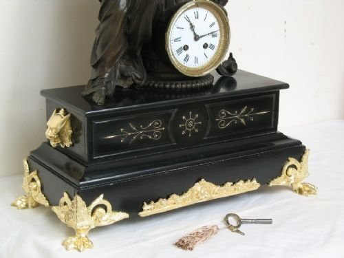 fig 4.
BEAUTIFUL LARGE FRENCH FIGURAL MARBLE CLOCK OF MINERVA GODDESS OF WISDOM c1880