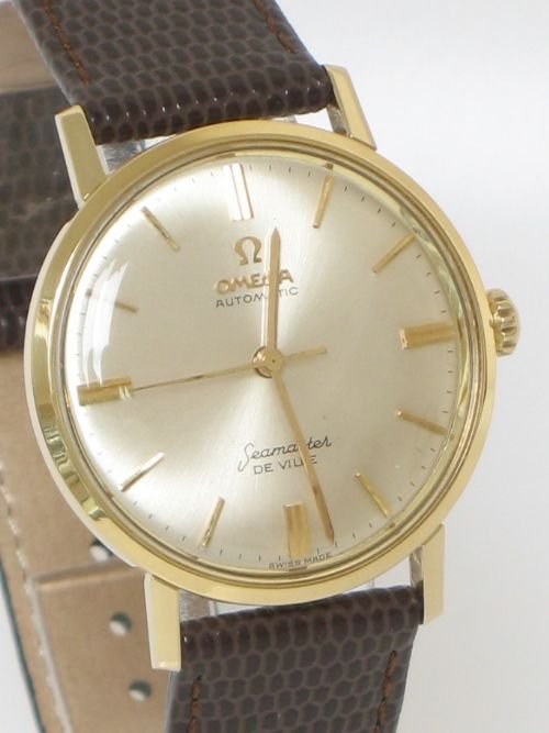 fig 1. RARE SOLID 14ct GOLD OMEGA SEAMASTER DEVILLE AUTO CAL 552 MENS WATCH C1960