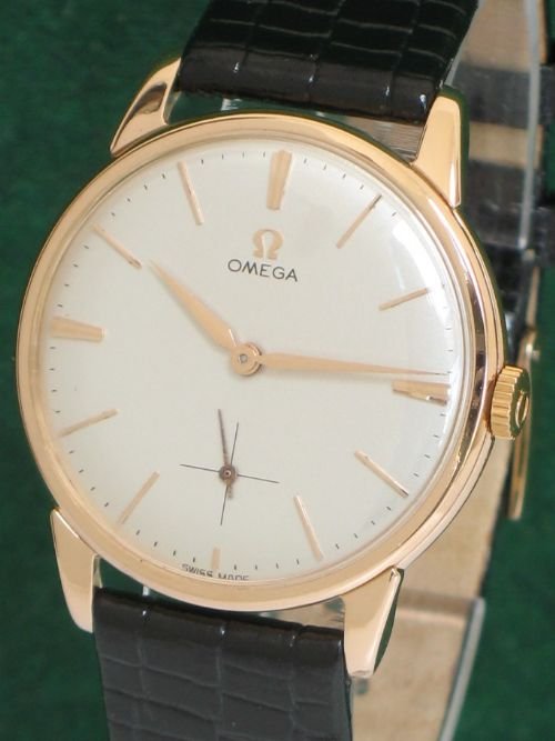 fig 1. RARE SOLID 18ct 18K ROSE PINK GOLD OMEGA CALIBRE 267 MENS WATCH C1959-60