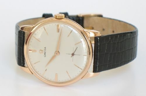 fig 3. RARE SOLID 18ct 18K ROSE PINK GOLD OMEGA CALIBRE 267 MENS WATCH C1959-60