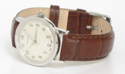fig 4. RARE ORIGINAL SOLID STAINLESS STEEL MANUAL WIND GARRARD MENS WATCH c1960