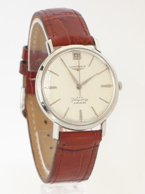 fig 1. STUNNING SOLID STAINLESS STEEL LONGINES FLAGSHIP AUTOMATIC MENS WATCH c1960