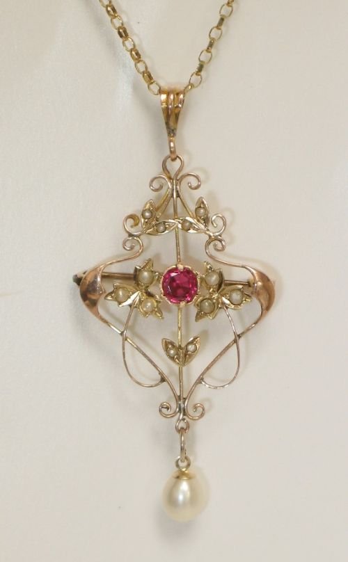 fig 1. STUNNING VICTORIAN ART NOUVEAU PENDANT AND BROOCH C1880