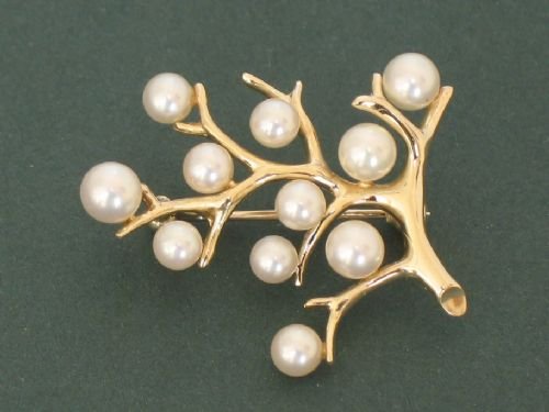 fig 1. BEAUTIFUL SOLID 14CT GOLD LADIES PEARL BROOCH