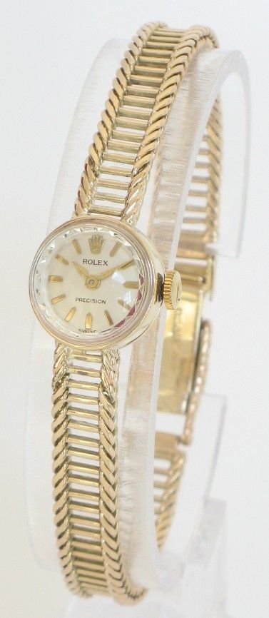 Superb Solid 9ct Gold Ladies Rolex Precision Cocktail Watch Original Box C1960