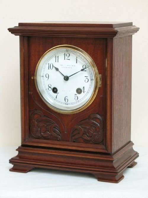 fig 1. SUPERB VICTORIAN ART NOUVEAU MAHOGANY MANTEL BRACKET CLOCK C1890