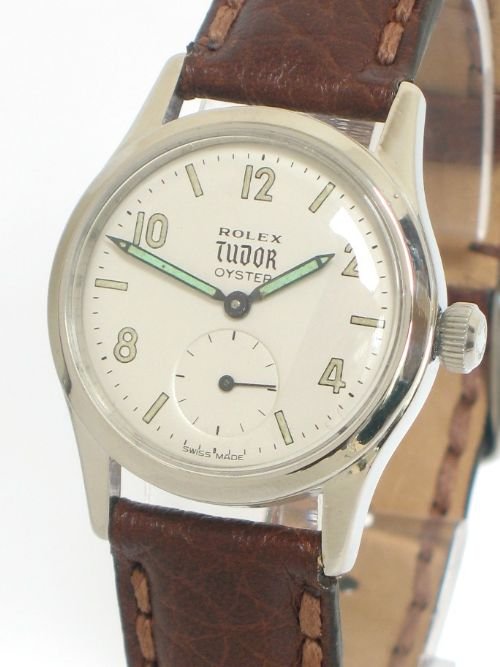fig 1. RARE ROLEX TUDOR OYSTER SOLID STAINLESS STEEL MANUAL WIND MENS WATCH c1960