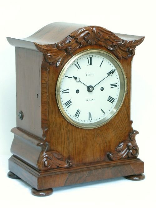 fig 1. RARE AND BEAUTIFUL WILLIAM IV ROSEWOOD TWIN FUSEE BRACKET CLOCK BY GEORGE YONGE OF THE STRAND LONDON C1820
