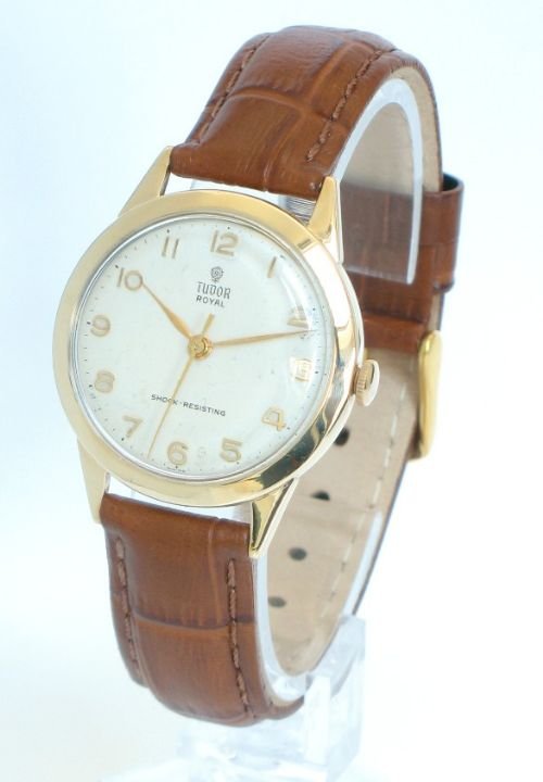 fig 3. SOLID 9CT GOLD ROLEX TUDOR MENS WATCH WITH BOX C1960