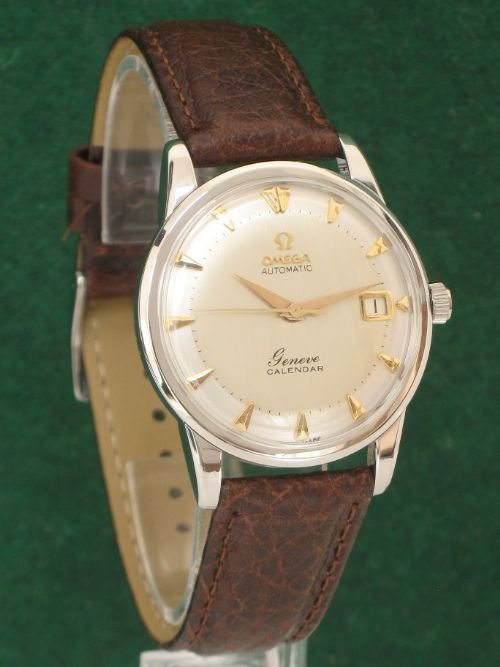 fig 1.
SUPERB RARE OMEGA GENEVE CALENDAR AUTOMATIC CAL 503 TWO TONE MENS WATCH C1959-60
