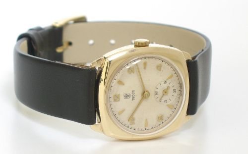 fig 3. SOLID 9CT GOLD ROLEX TUDOR CUSHION CASE MENS OR LADIES WATCH C1950