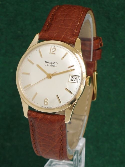 fig 1. STUNNING SOLID 9CT GOLD LONGINES RECORD DELUXE MENS WATCH