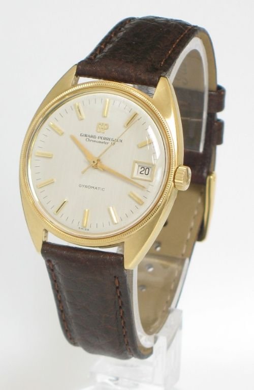 fig 1. STUNNING SOLID 18CT GOLD GIRARD PERREGAUX GYROMATIC CHRONOMETER MENS WATCH