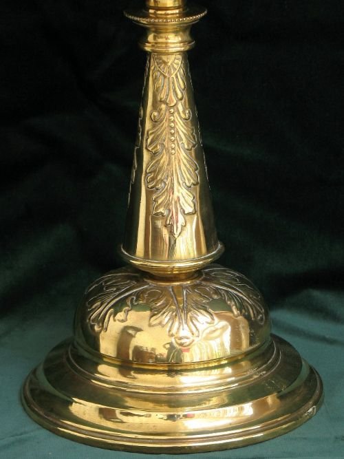 fig 3. BEAUTIFUL TALL VICTORIAN ART NOUVEAU SOLID BRASS OIL LAMP C1880