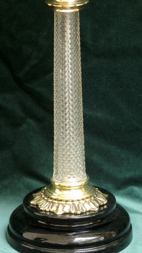 fig 2. RARE STUNNING TALL VICTORIAN SOLID BRASS AND AMETHYST CUT GLASS OIL LAMP C1890